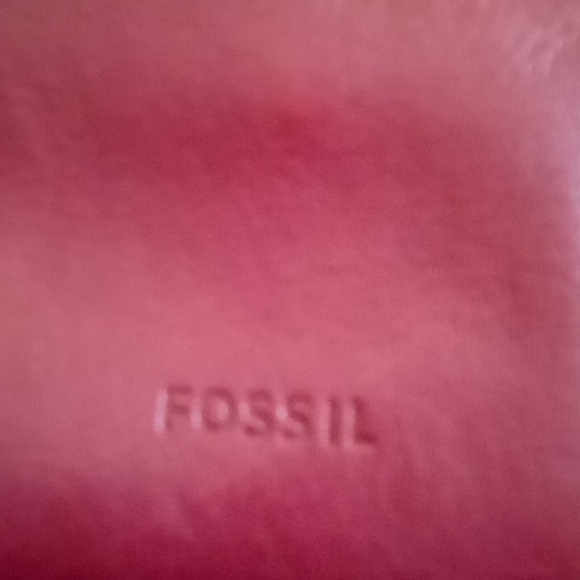 Vintage Fossil Deep Red 2 handle Handbag w/Logo Key - Picture 3 of 10